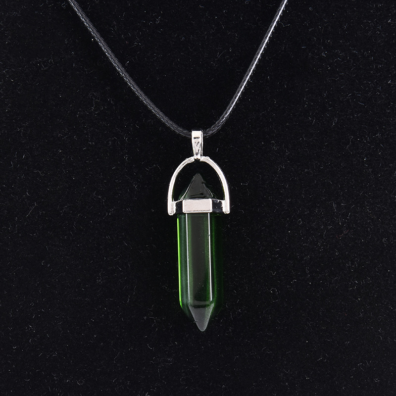 Cristal natural ágata columna hexagonal colgante diamante bala collar al por mayor cuarzo punto colgante