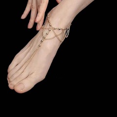 Hot-selling New Arrival Beach Foot Jewelry for Cross-Border: Stylish, Minimalist, Handcrafted Beaded Chain Tassel Multi-Layer Anklet for Women