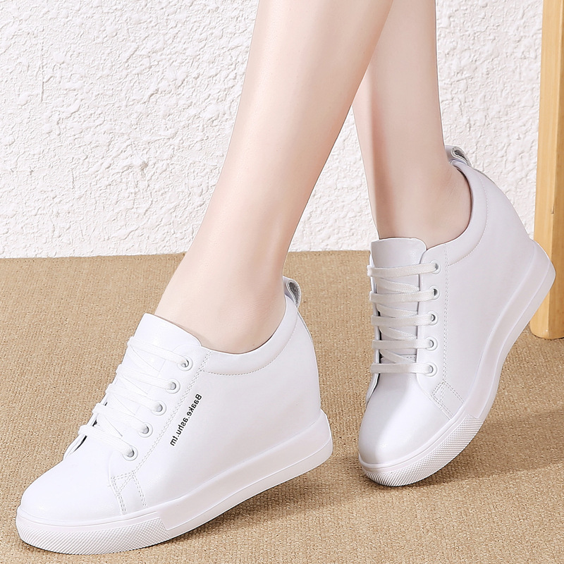 Brand White Shoes Women's Spring and Autumn New Wedge Heel Breathable Sports Casual Shoes Women's All-match Single-layer Shoes Student Shoes
