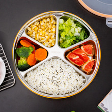 304不锈钢餐盒配塑料PP盖多用分格饭盒三/四/五/六格保鲜盒水果盘
