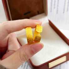 沙金饰品新款吉言莲花开口戒指仿真金富贵花国风指环配饰厂家批发