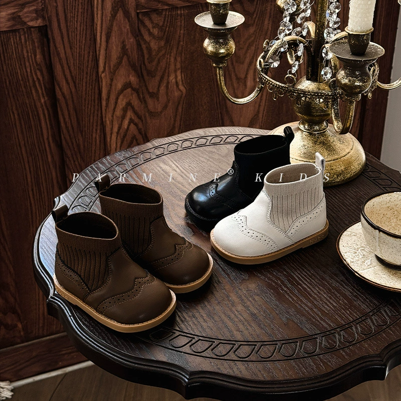 Кожаные детские бархатные теплые маленькие кожаные сапоги осенние и зимние новые мужские и женские короткие сапоги маленькие детские сапоги детские хлопковые сапоги