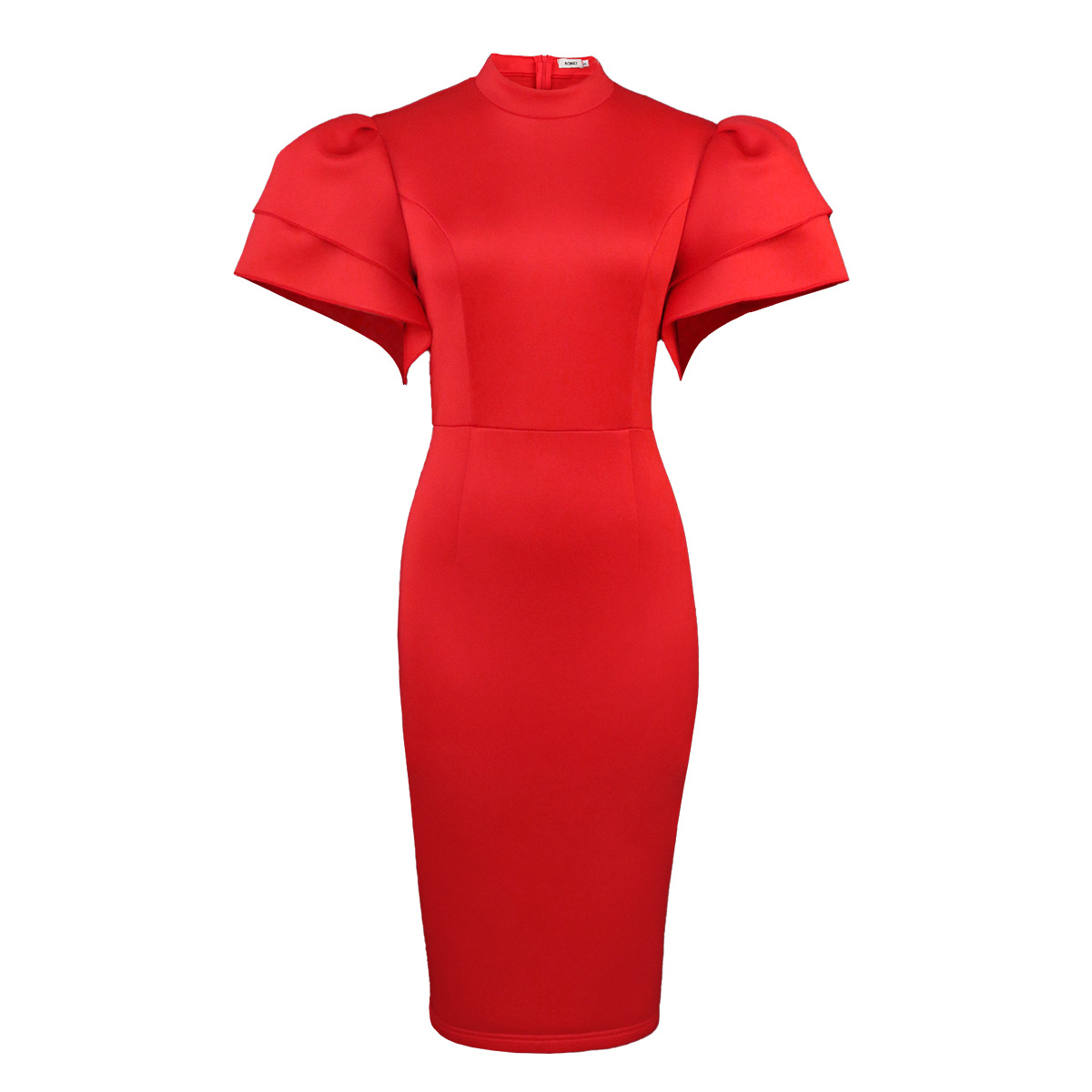 Abbigliamento donna AM221202 vestito da cocktail party con maniche a tromba e colletto alto piccolo firmato_voghion.com