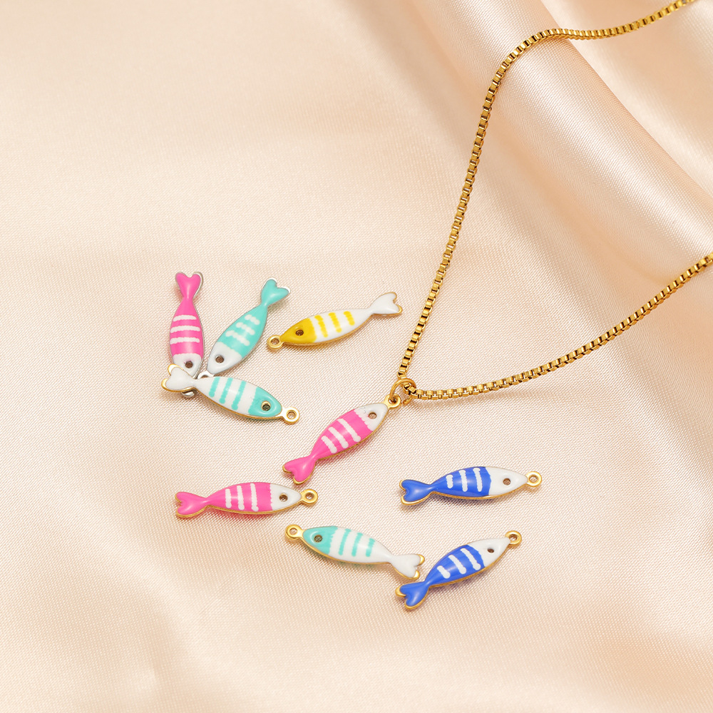 DIY Jewelry Accessories Classification 20 PCS/Package 5 * 14mm 304 Stainless Steel Fish Pendant