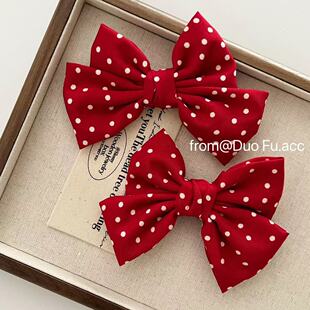 Japanese red hairgrip with bow, hairpins, hair accessory