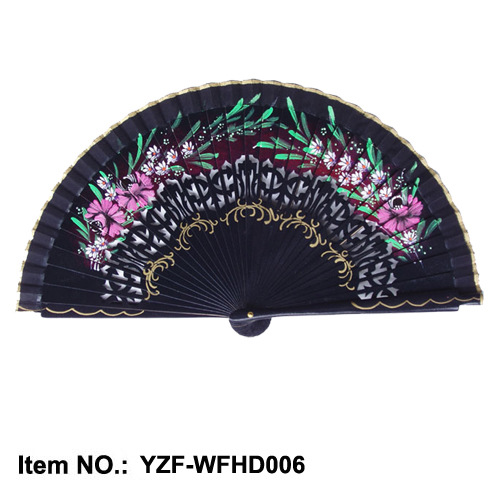 Ventilador clásico plegable, ventilador de madera español europeo, ventilador pintado a mano cheongsam con ventilador