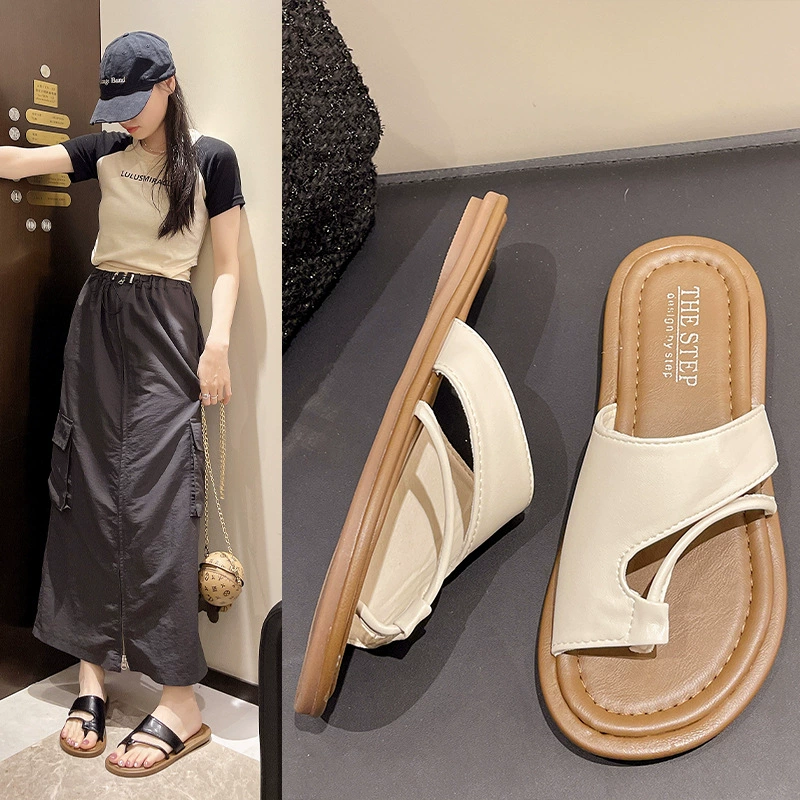 Ретро нишевые дизайнерские тапочки женские летние носки 2024 новые носки носок сандалии пляжный отдых на пляже