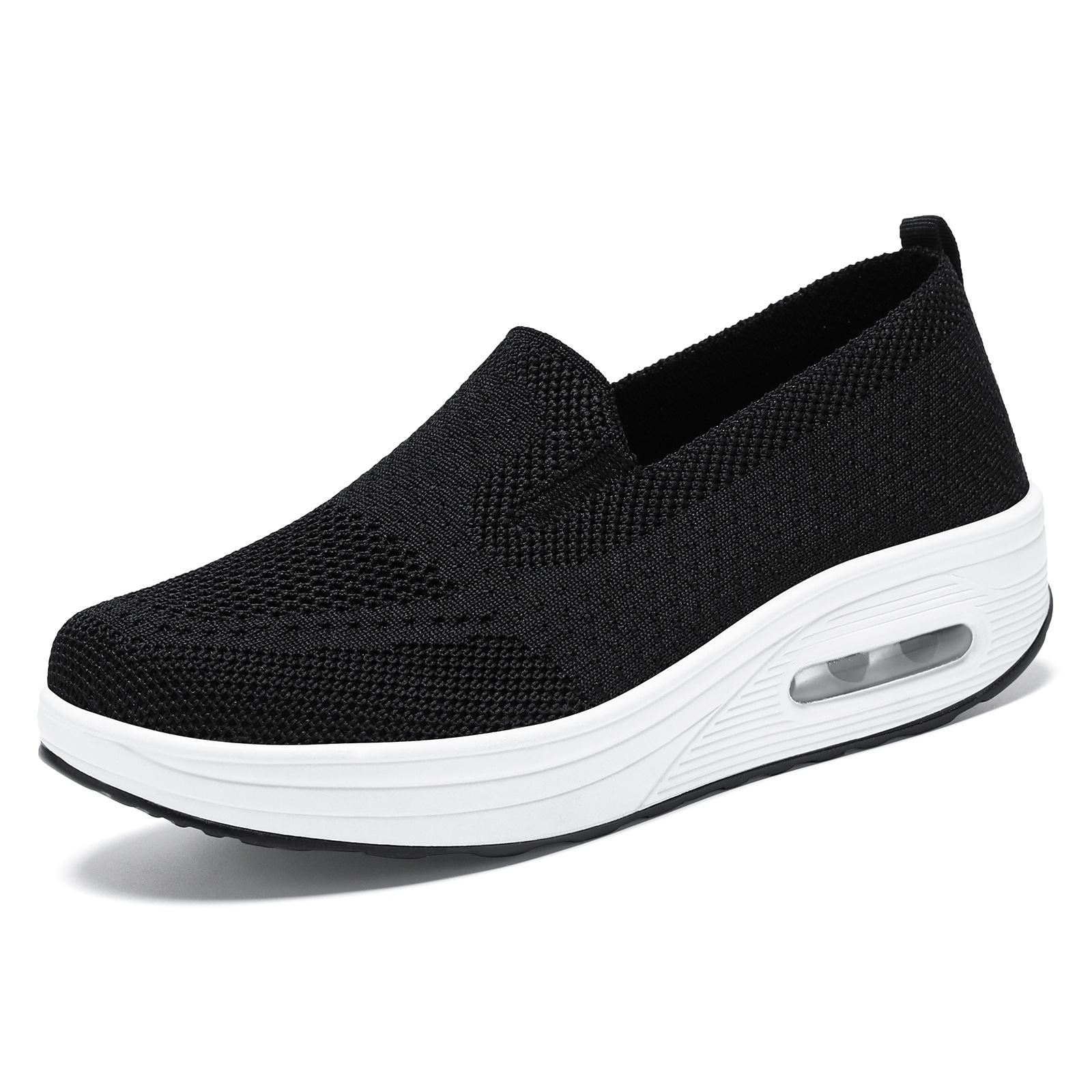 Zapatos de mujer versátiles de primavera, nuevo estilo, transfronterizos, sin cordones, hechos a medida, con suela gruesa, zapatos de plataforma, con suela blanda y amortiguación de aire, zapatos individuales.