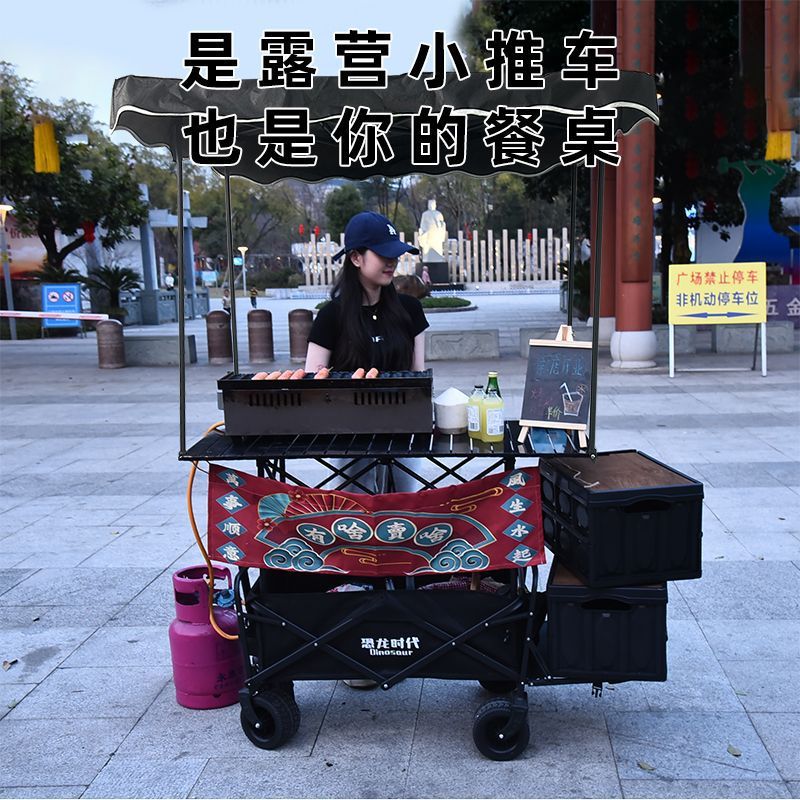 Detachable Camper Cart with Awning for Street Vending, Portable Cart with Awning for Street Vending