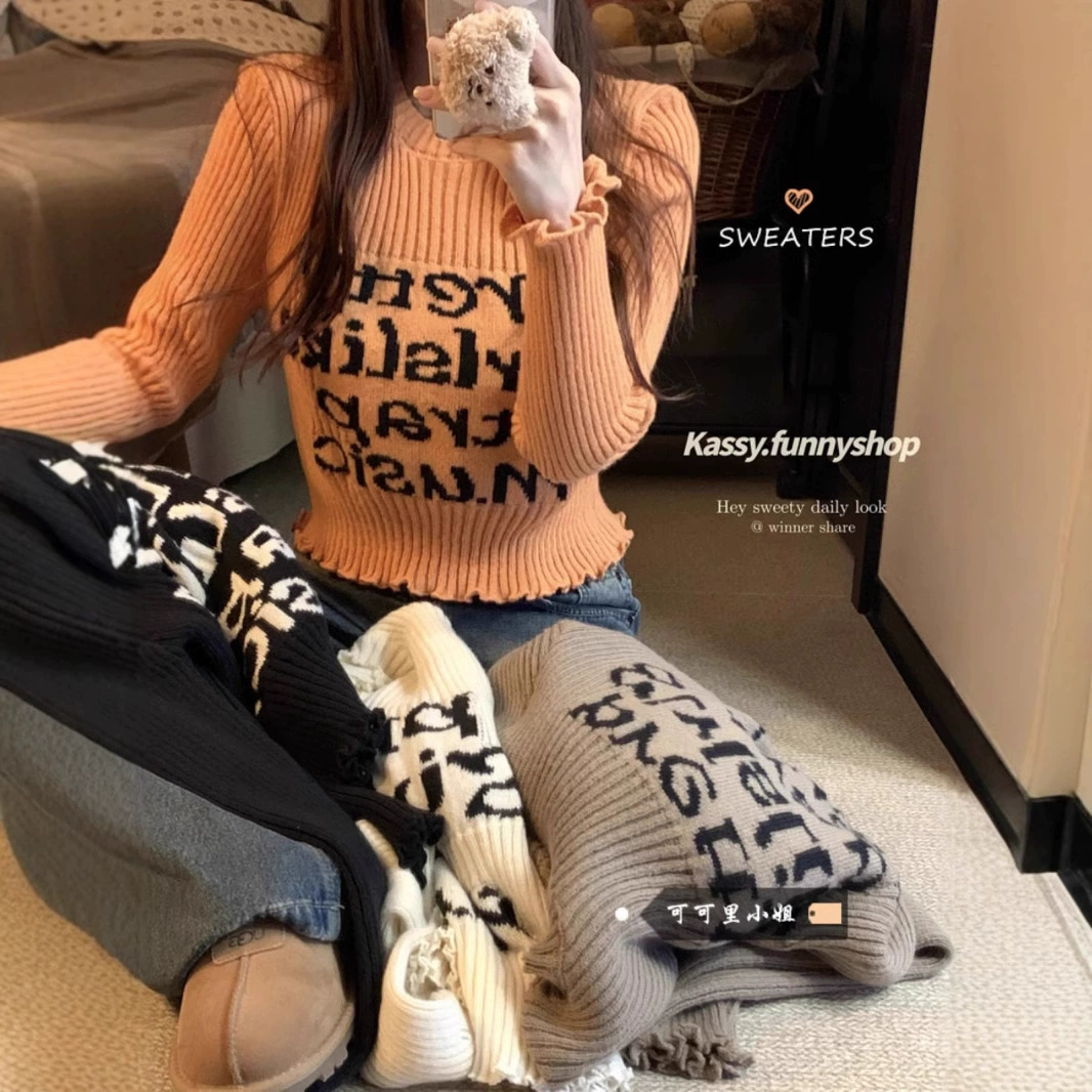 Свитер с длинными рукавами с деревянными ушами