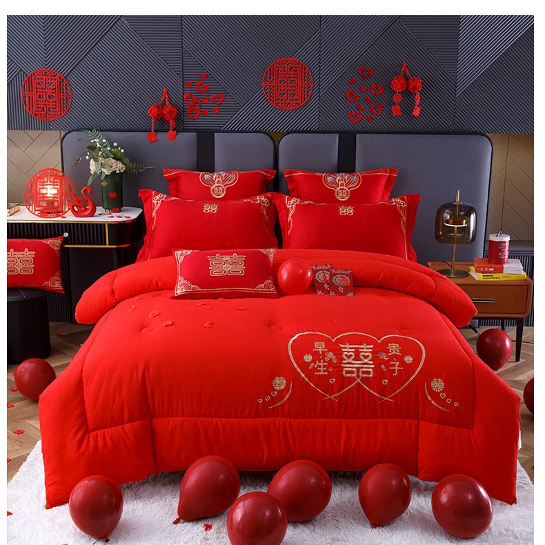Свадебное красное стеганое одеяло, свадебная приданое, четырехсезонное одеяло, свадебное одеяло для свадебной комнаты, 200*230, очень утолщенное постельное белье