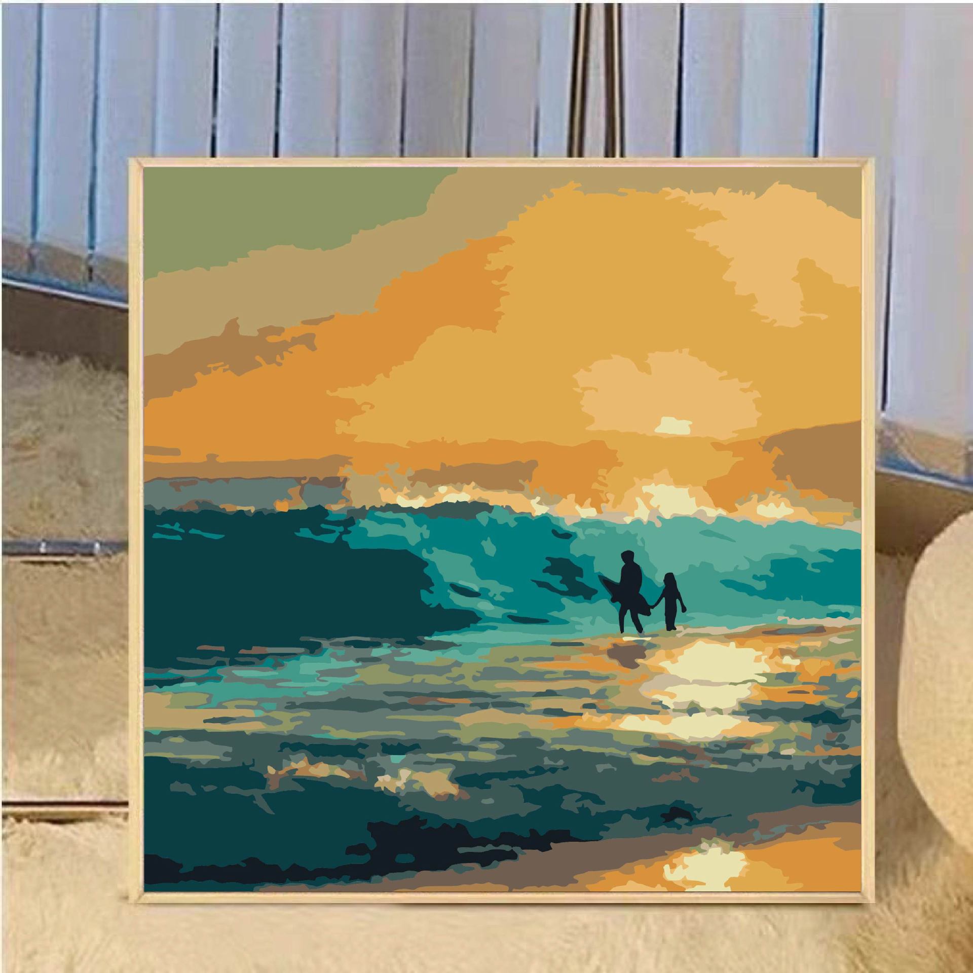 Diy pintura digital al óleo infantil dibujos animados pintar a mano pinturas de pintura 20 * 20