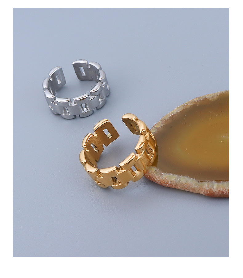 Neue Ins Einfache Modische Textion Schwere Industrie Uhr Kette Stil Ring frauen Finger Ring Titan Stahl Überzogene frauen Schmuck_voghion.com