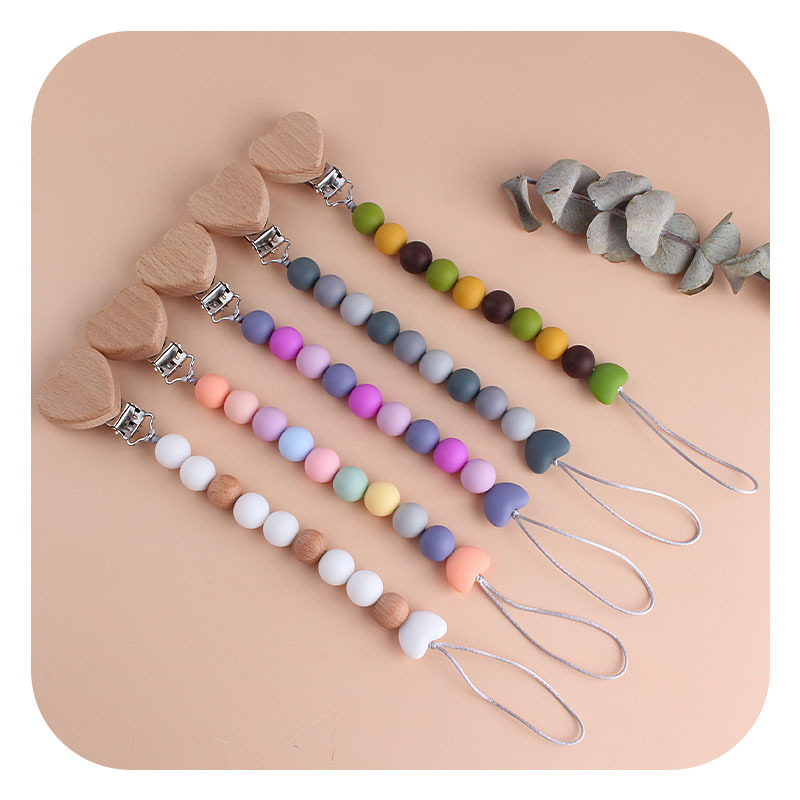 Nueva historieta haya amor chupete clip bebé creativo bebé DIY chupete cadena amor silicona chupete cadena anti-gota