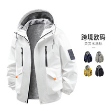 纯跨境版男冬季新款纯色百搭休闲宽松连帽加绒棉衣外套御寒保暖服
