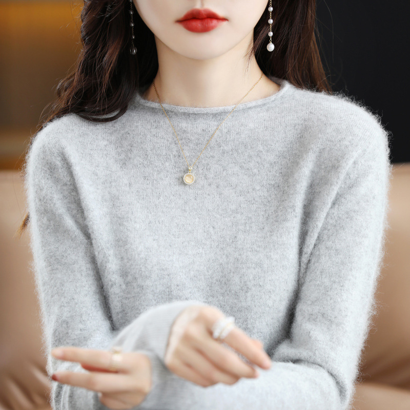 New Mink Velvet Sweater, Women's Knitted Sweater, Slim-Fitting Sweater, Outer Layering Inner Layering Shirt, Curled Collar Top, Intellectual Style