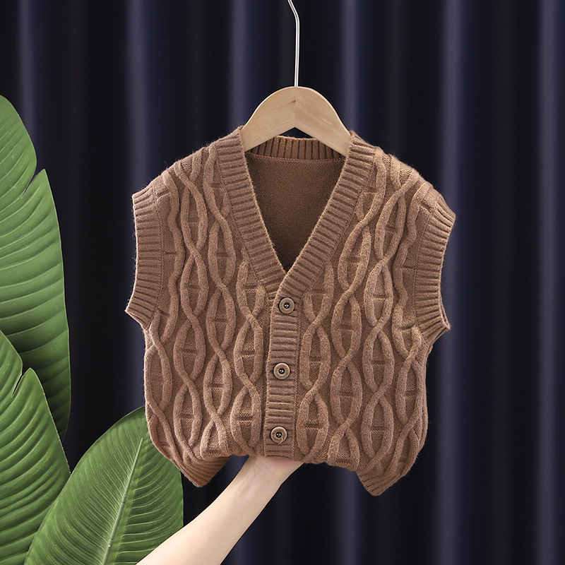 [Jin Yong] entrega de una pieza estilo coreano 2021 otoño ropa para niños suéter para niños y niñas Chaleco de torsión cardigan