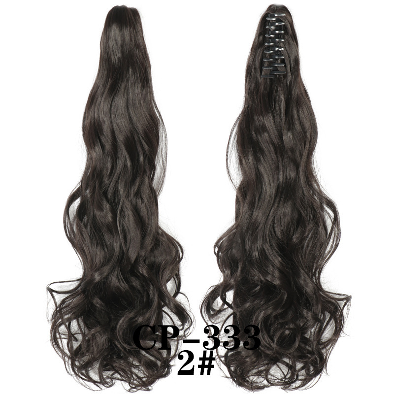 Europa y los Estados Unidos pelucas ondas largas pelucas de fibra química agarrar clip de cabello rizado garra de caballo 8 dientes fábrica de cola de caballo en stock