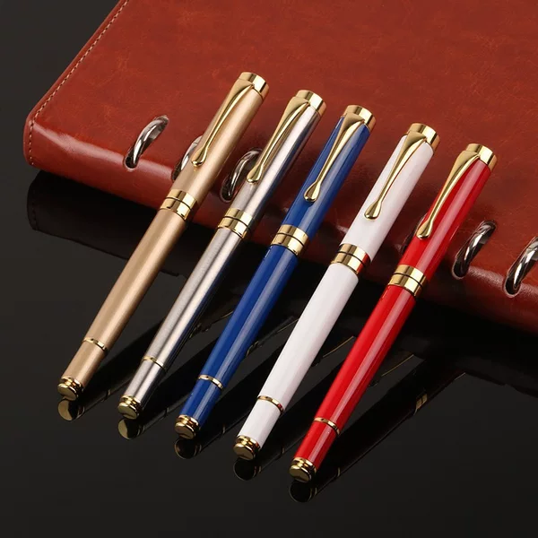 In-stock black high-end metal signature pen for business meetings, logo printing available, heavy feel, promotional gift pen