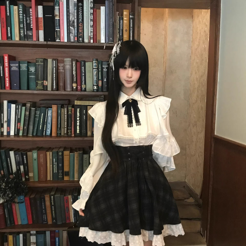 Improved Version, Please See the Actual Product before Ordering. Japanese-Style Clear and Elegant Lace-Trimmed Long-Sleeved Shirt for Women, Autumn and Winter Improved Version, Please See the Actual Product before Ordering. Japanese-Style Clear and Elegant Lace-Trimmed Long-Sleeved Shirt for Women, Autumn and Winter