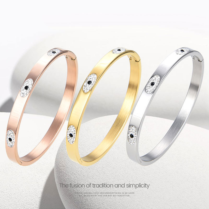 Daily Occasion Lady Eye Stainless Steel Zircon Bangle In Bulk