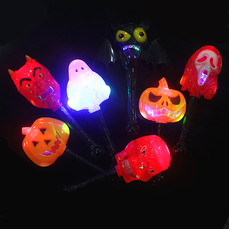 Fiesta de Halloween, juguetes para niños, calabaza luminosa, cara de calavera, palo de murciélago, horror, accesorios divertidos