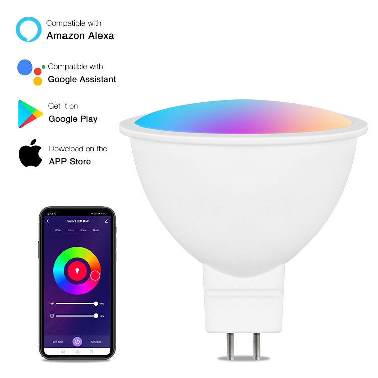 WiFi smart bulb Alexa voice control RGBCW dimming toning MR16/GU5.3/GX53 graffiti