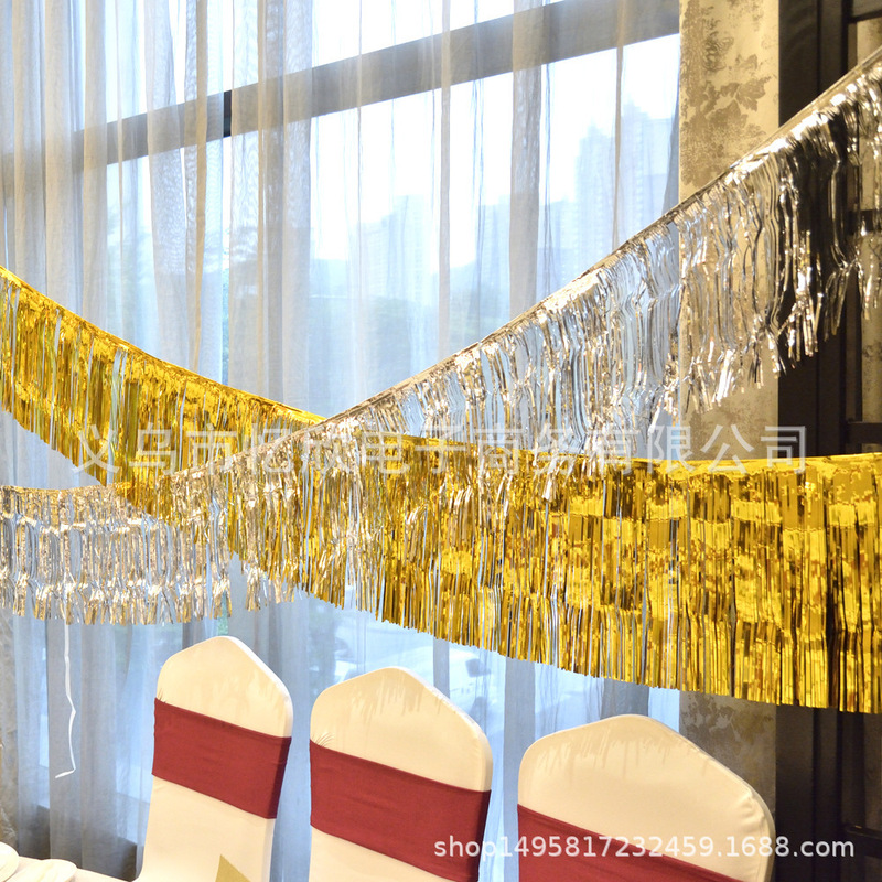 Rain Curtain Flag-Shaped Decoration Tassel Wedding Party Birthday Supplies Prom Background Decoration Height 30cm Length 2m Rain Curtain Flag-Shaped Decoration Tassel Wedding Party Birthday Supplies Prom Background Decoration Height 30cm Length 2m