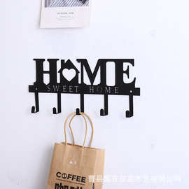 跨境铁艺挂钩英文镂空home sweet home钥匙挂钩免打孔置物架毛巾