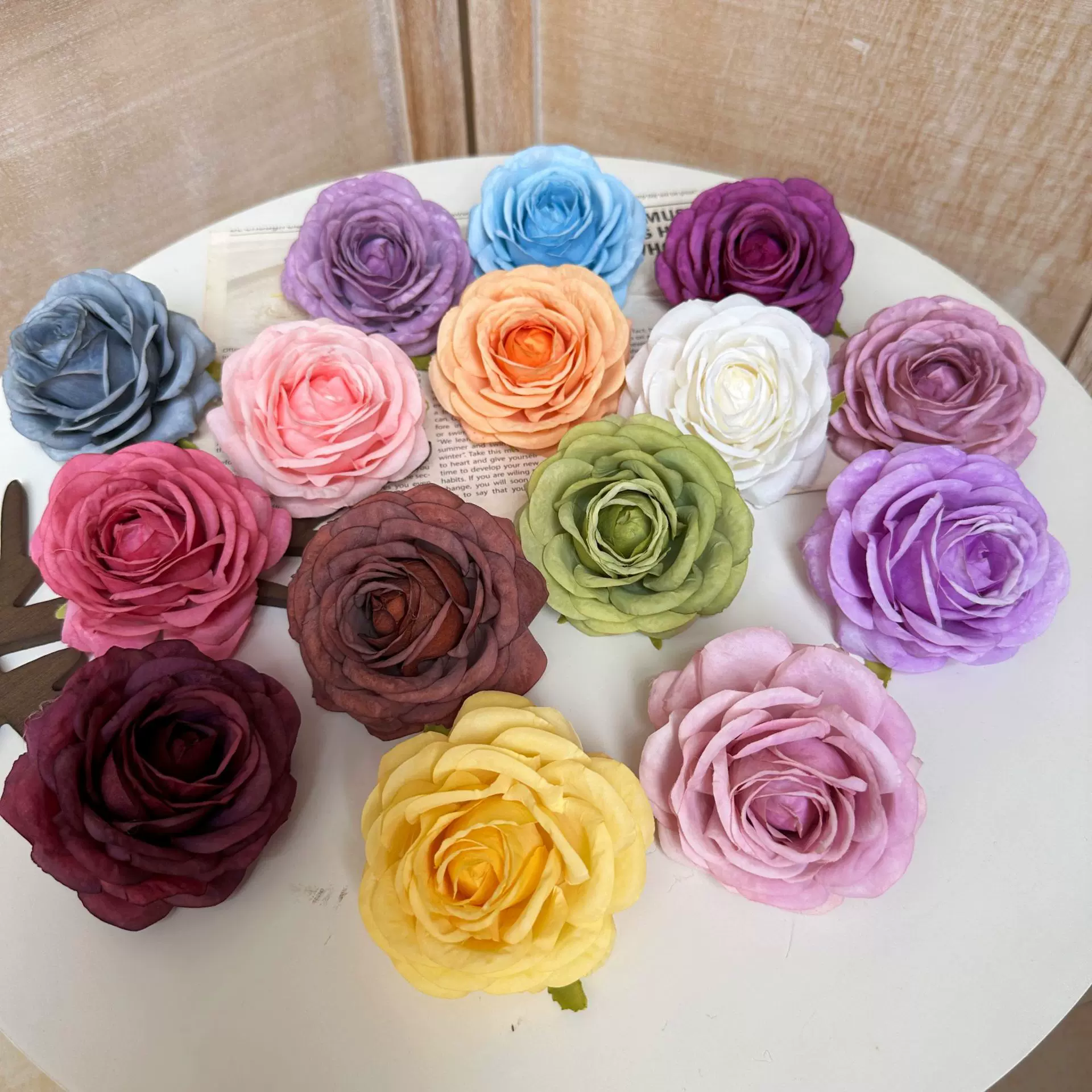 涂层百媚玫瑰花头多层玫瑰 直径约8-9厘米 DIY手工假花绢花花头