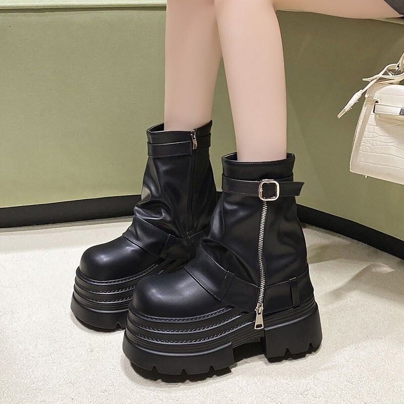 British Style Petite Thick-Soled Height-Increasing Martin Boots for Women, 2026 Autumn and Winter New Versatile Melard Bootcut Boots British Style Petite Thick-Soled Height-Increasing Martin Boots for Women, 2026 Autumn and Winter New Versatile Melard Bootcut Boots