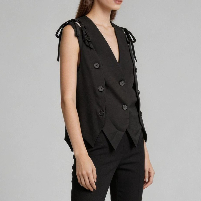 European and American Fashion Splicing Design Silhouette Jacket, New Summer Style, Loose Fit, Slimming, Faux Two-Piece Vest Coat for Women European and American Fashion Splicing Design Silhouette Jacket, New Summer Style, Loose Fit, Slimming, Faux Two-Piece Vest Coat for Women