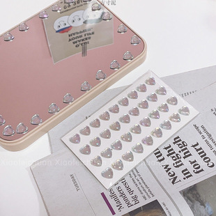 Love Beautiful Girl Colorful Crystal Mobile Phone Stickers Decorative Makeup Girl Stickers Source Factory One Piece Wholesale