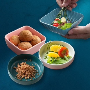 Ceramic Snack Dish Sushi Dish Preserved Fruit Cold Dish Restaurant Matte Seasoning Dish Square Snack Dish Round Dip Dish