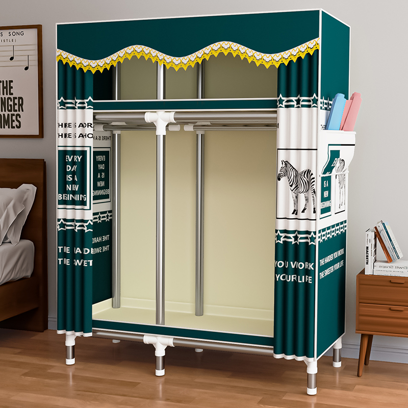 Cloth Wardrobe for Home Bedroom, All-Steel Frame, Thickened and Durable, Suitable for Rental Apartments, Small-Sized, Easy-To-Assemble Wardrobe