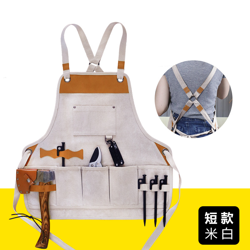 Delantal de lona engrosada transfronteriza PU delantal de cuero suave peluquería tienda de té de leche ropa de trabajo electricista herramientas de carpintería delantal