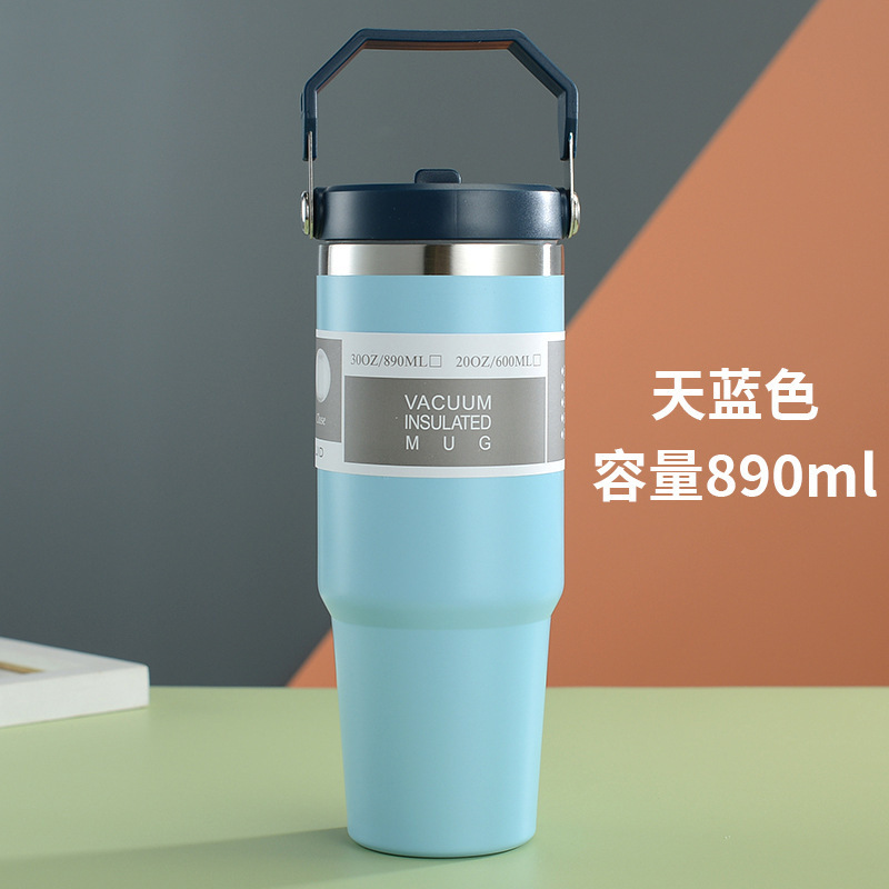 Taza termo de acero inoxidable de gran capacidad y alto valor Taza portátil portátil Ice Ba Taza deportiva para coche al aire libre