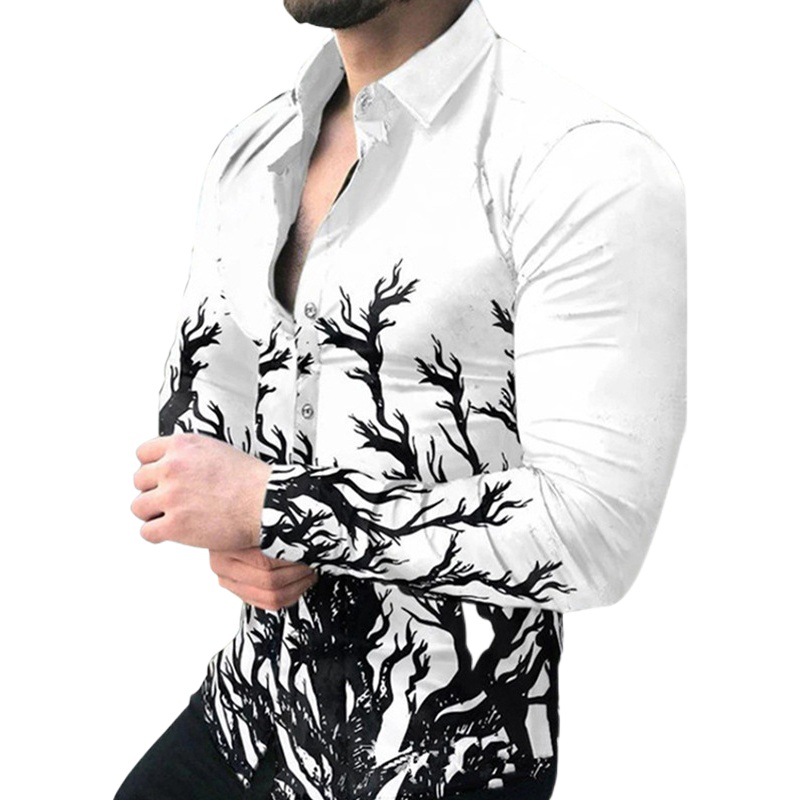 Comercio exterior transfronterizo 2023 nueva primavera y otoño camisa de manga larga para hombres moda 3D impresa camisa casual ventas directas de fábrica
