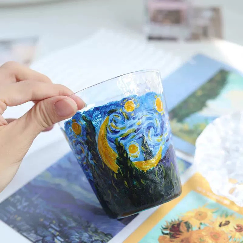 Painted summer rainbow water glass