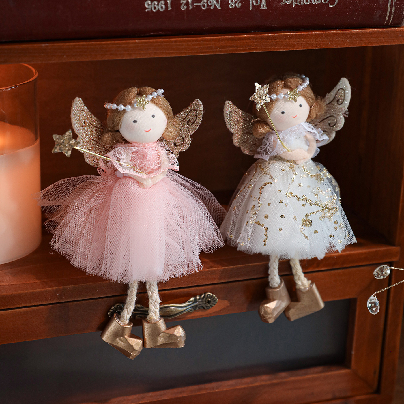 Nuevo de Navidad de peluche cuerno de ciervo ángel chica colgante árbol de Navidad colgante muñeca creativa decoración muñeca colgante