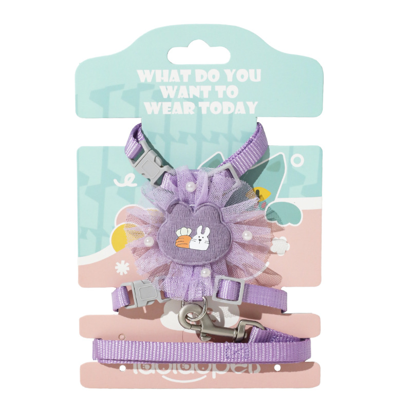 Imitación de nylon encaje conejo en forma de I gato correa de pecho anti-rotura perno gato cuerda al por mayor