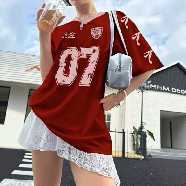 American Sports Casual Short-sleeved Top Quick-drying Breathable Mesh Loose Letter Printed Distinctive Street Ball T-shirt