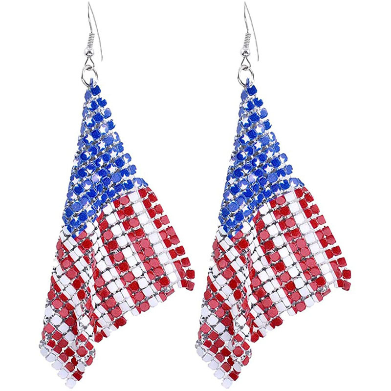 American flag earrings women patriotic Independence Day July 4 drop hook earrings fashion jewelry manufacturers wholesale