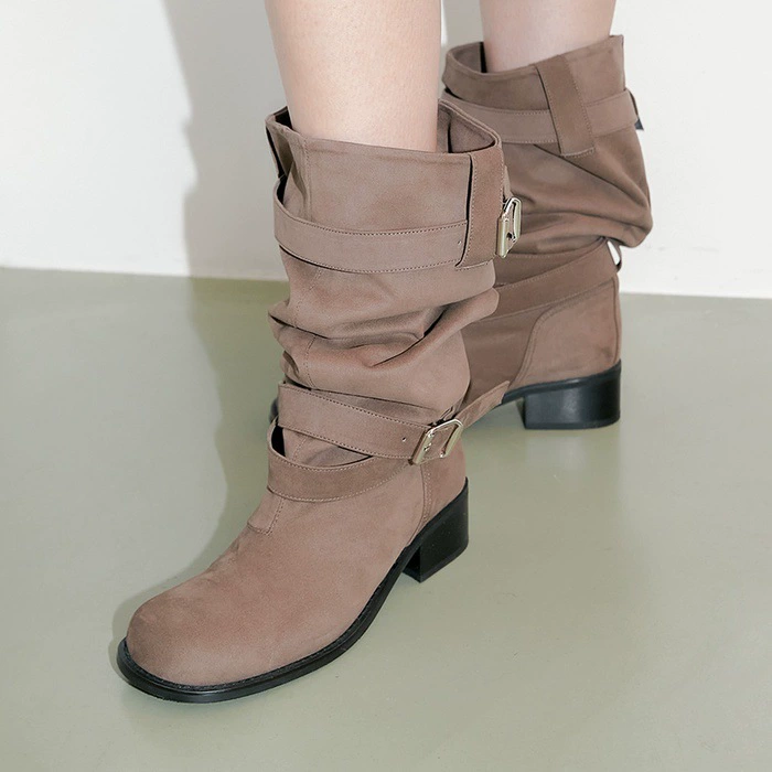 В наличии ковбойские сапоги в стиле вестерн с пряжкой на ремне и рюшами, женские сапоги средней длины для верховой езды с квадратным носком и брючные сапоги, женская обувь.