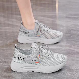 Summer Women's Shoes New Breathable Hollow-out Mesh Shoes Women's Korean-style All-match Thick-soled Fly-woven Sports Casual Trendy Shoes for Torre
