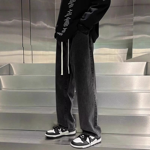 National Trend Loose Straight Leg Wide Leg Relaxed Straight Jeans for Men and Women High Street Fashion Streetwear Pants