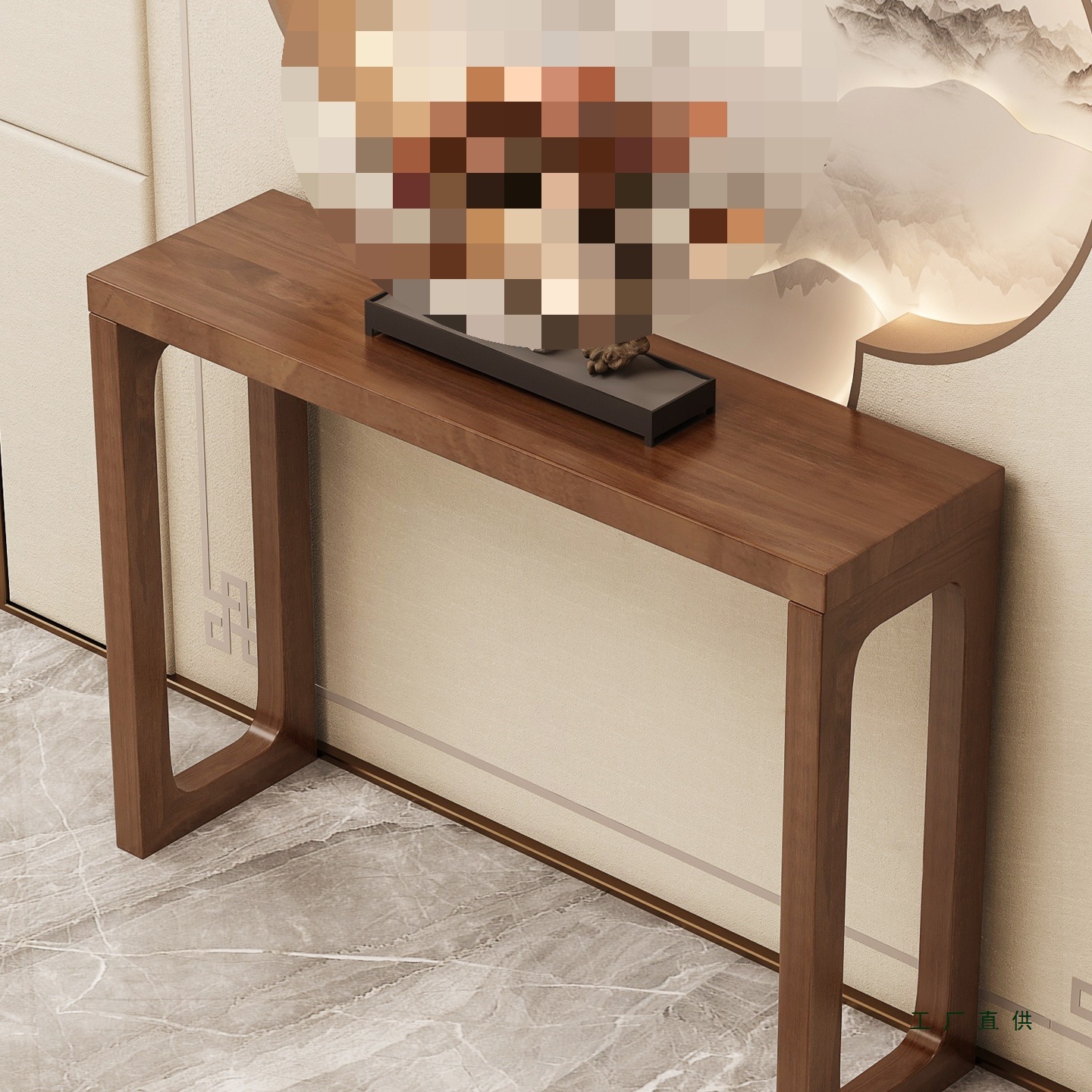 New Chinese-Style Foyer Table, Wall-Mounted Long Bench, Solid Wood Altar Table, Offering Table, Bench, Zen-Style Display Table