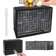 クロスボーダー専用現物貯金箱実木一体は8枚の金額紙付きペン付きピンセットを再利用できます。