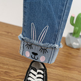 Джинсы, штаны для отдыха, джинсовая форма, облегающий крой, детская одежда, подходит для подростков, с вышивкой