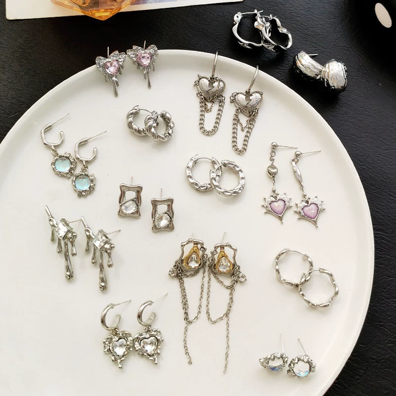 Серебряная игла, модные металлические серьги, проба серебра 925, европейский стиль, панк-стиль, интернет‑хайп